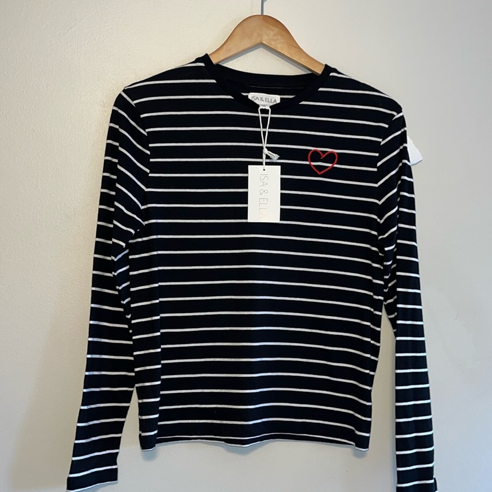 NWT Isa & Ella Black and White Nautical Striped Shirt
